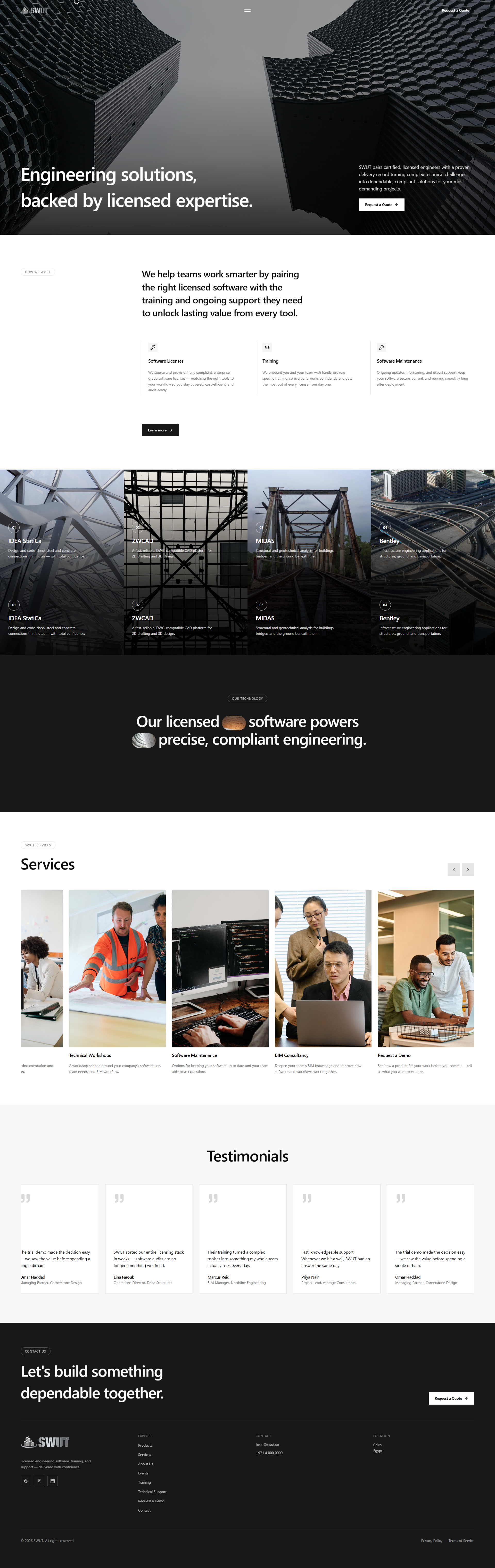 New SWUT Solutions homepage, full page