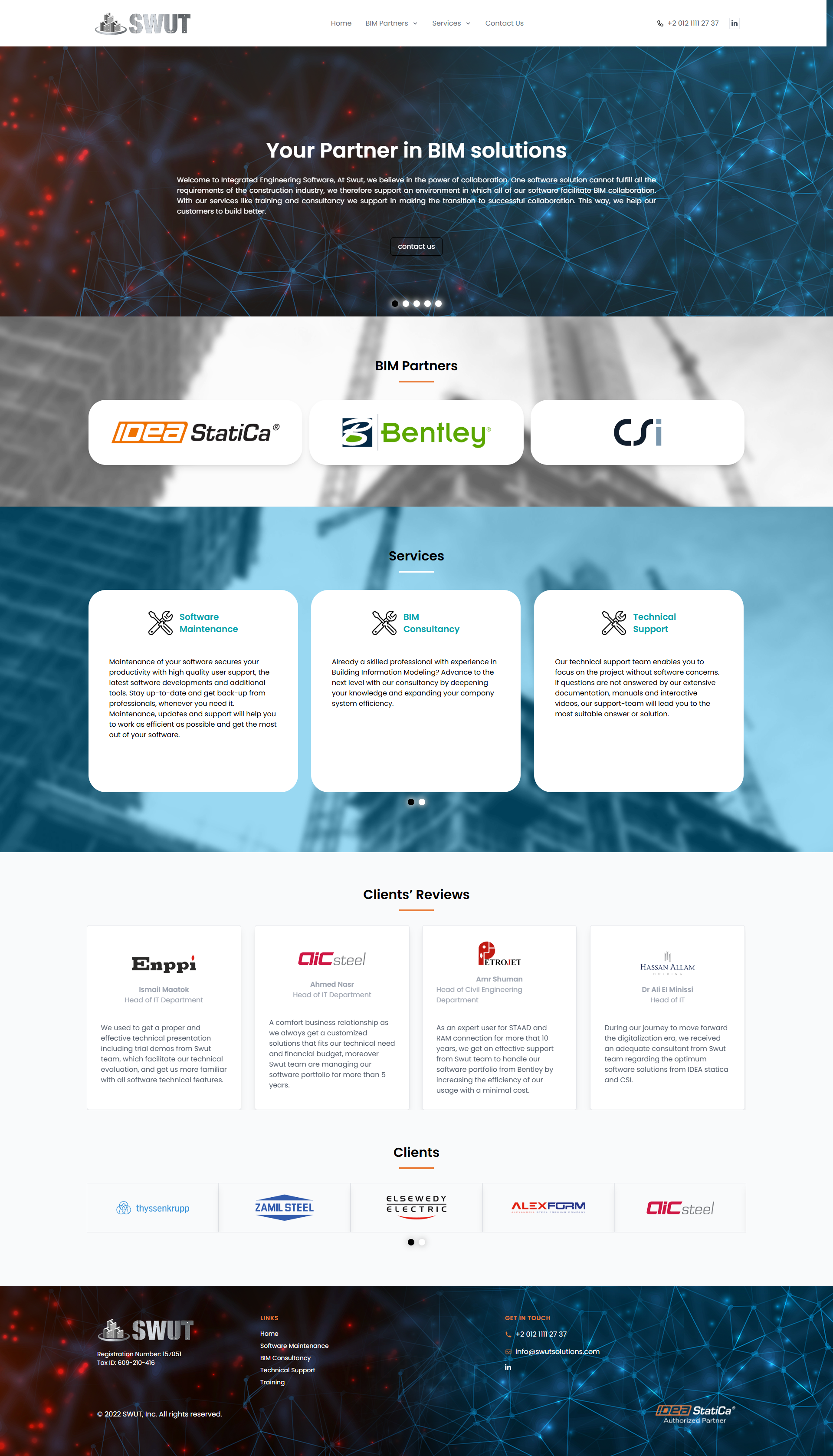 Previous SWUT Solutions homepage, full page